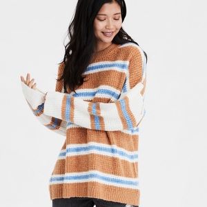 Oversized Yellow and Blue American Eagle Sweater